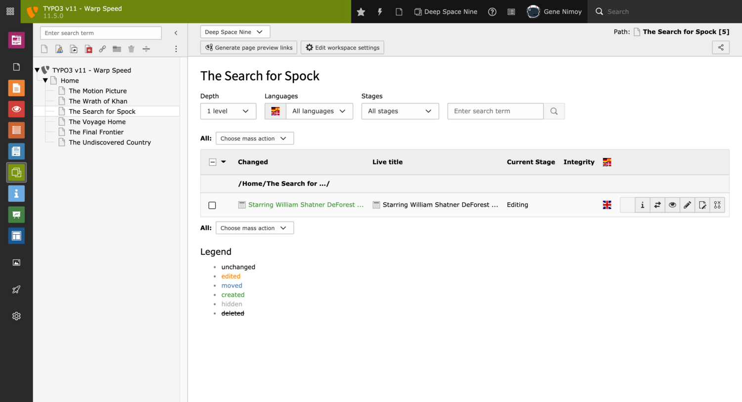 The workspaces module enables editor to collaboratively work on content
