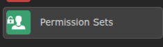 TYPO3 module menu item called "Permission Sets" with an icon showing a padlock and a human head in white on a green background.