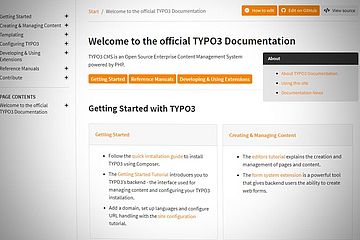Screenshot of the TYPO3 Documentation Home Page