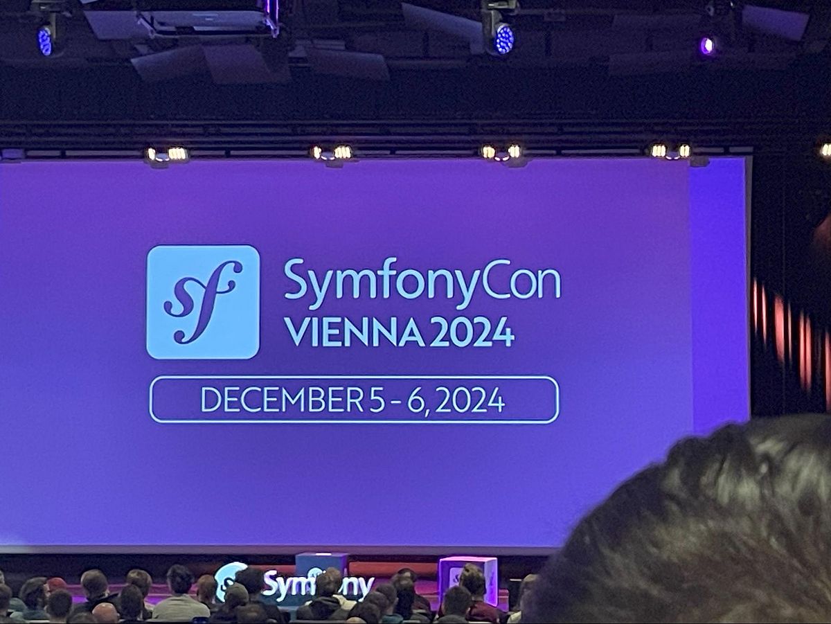 Blue banner with the text "SymfonyCon Vienna 2024, December 5–6, 2024"