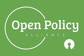 Open Policy Alliance logo. White circle and words on green background.