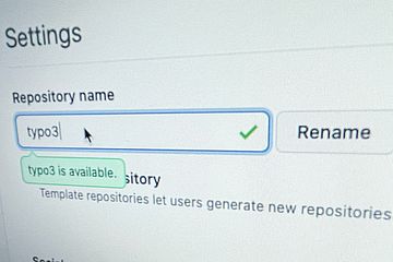 Photo of interface for changing repository name. Showing the name "typo3".