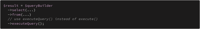 Code snippet shows an example of the executeQuery() function call