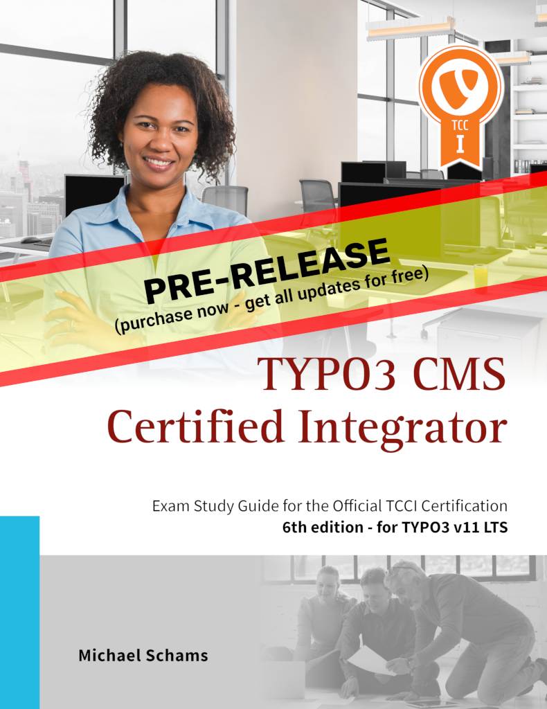Book cover of the TYPO3 CMS Certified Developer eBook (pre-release)